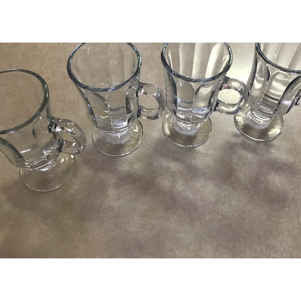 Set of 4 thick clear glass cups 5 3/4” tall